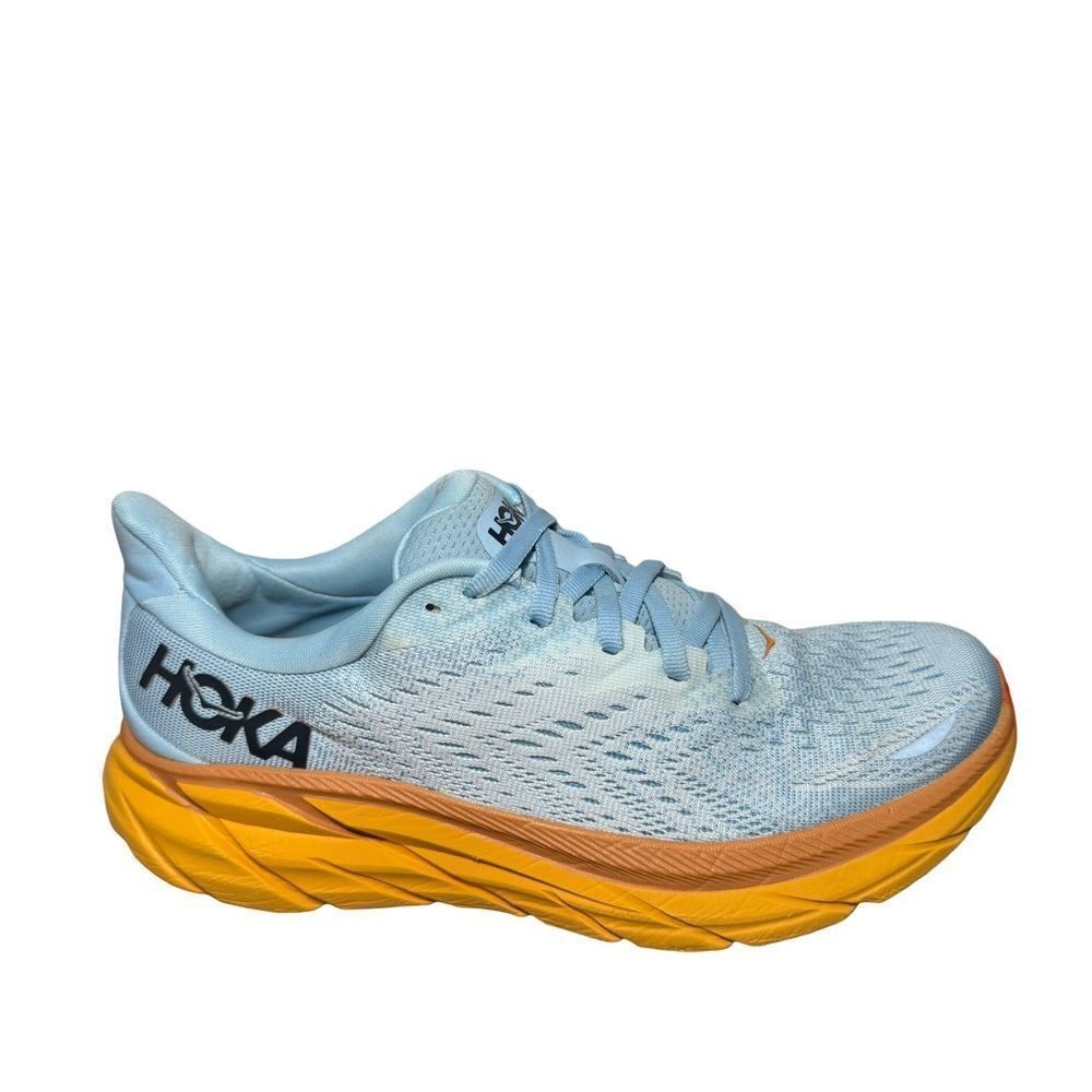 Hoka Women's Sky Blue and Tangerine Athletic Shoes Clifton 8 size 7.5 B